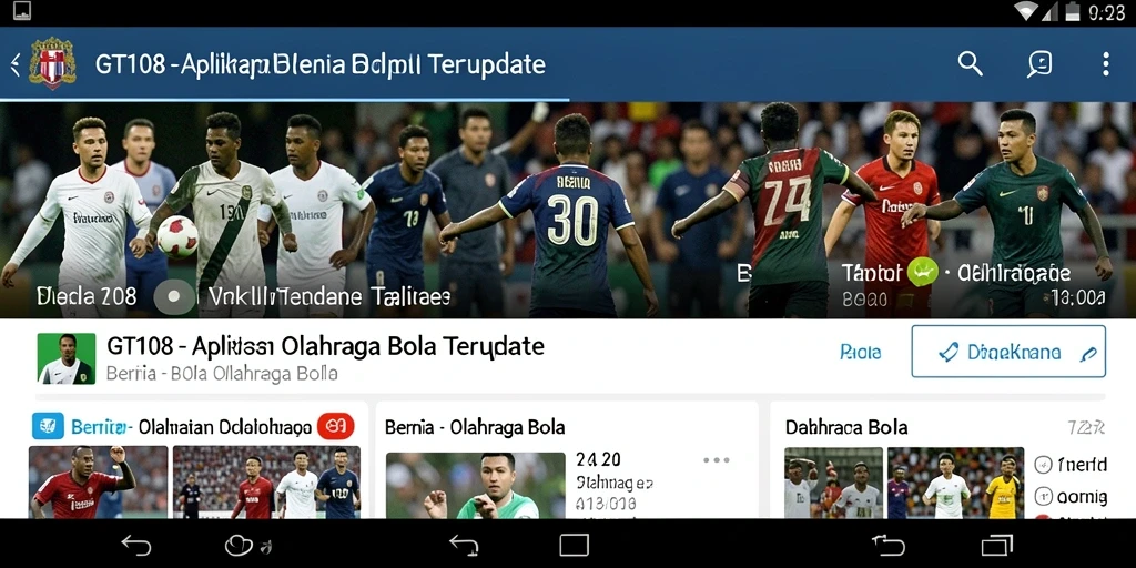 Antarmuka GT108 menampilkan berita olahraga bola terbaru dengan jelas.