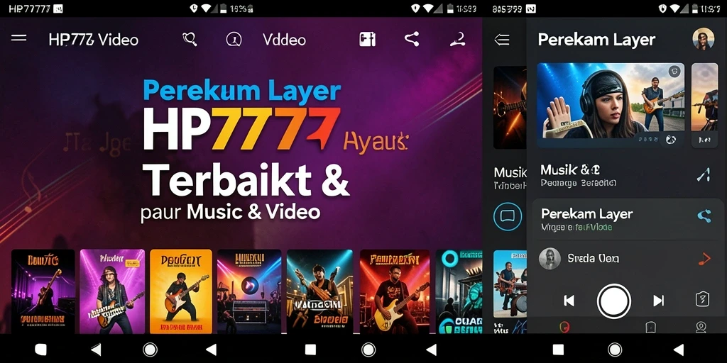 Screenshot aplikasi HP777 menampilkan antarmuka perekaman layar yang intuitif.