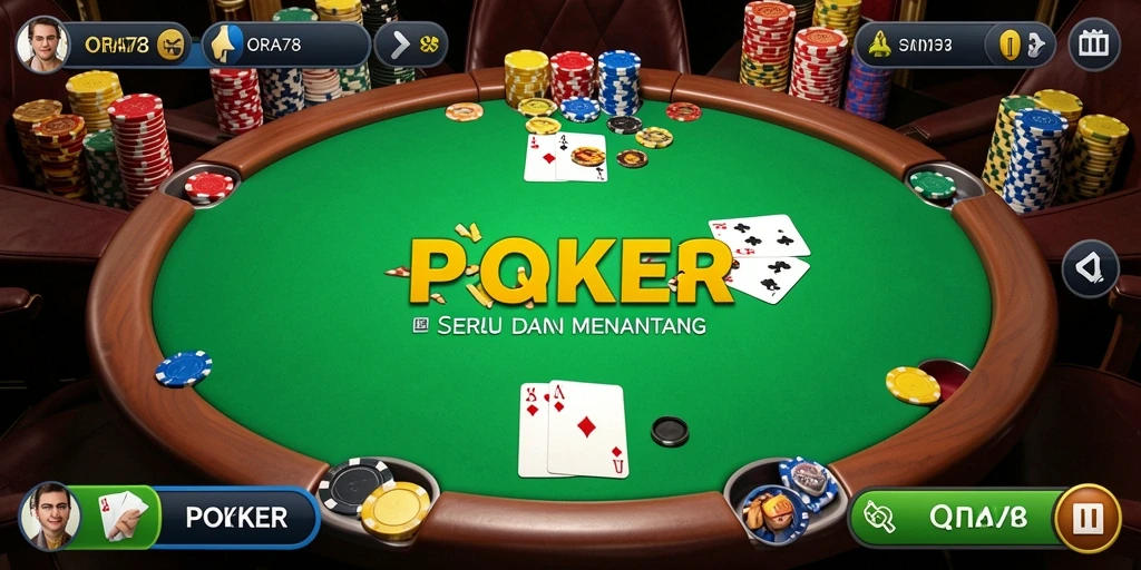 Tampilan antarmuka permainan Poker ORA78 yang menarik dan responsif.